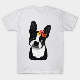 Tropical Boston Terrier Girl T-Shirt